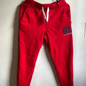 Tommy Hilfiger Size XlL kids Red Cotton Fleece Warm Sweatpants